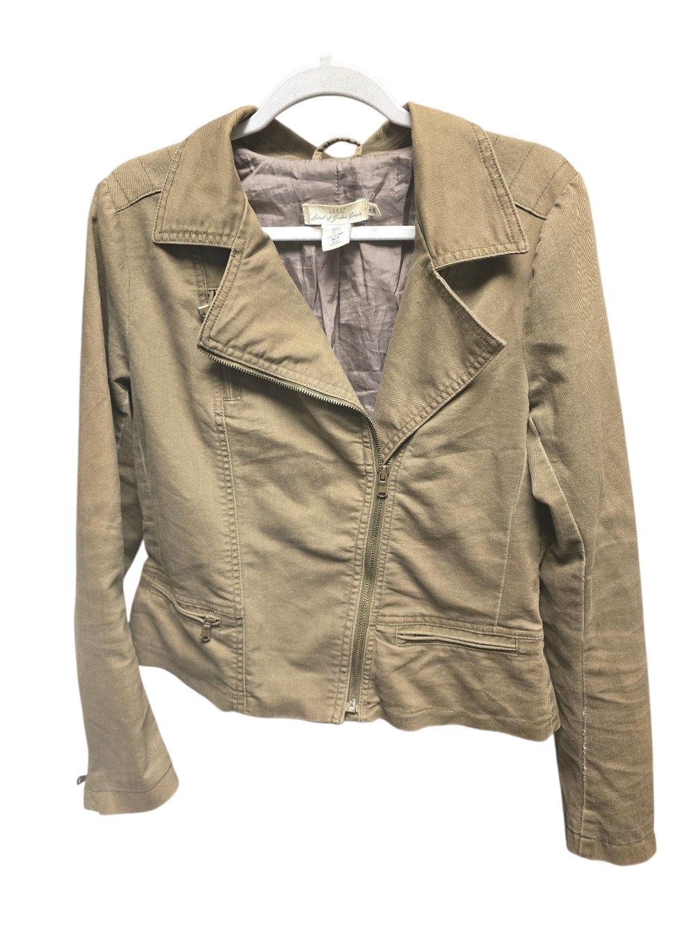 L.O.G.G  H& M Lightweight Taupe Women's Moto Jacket Sz. 12